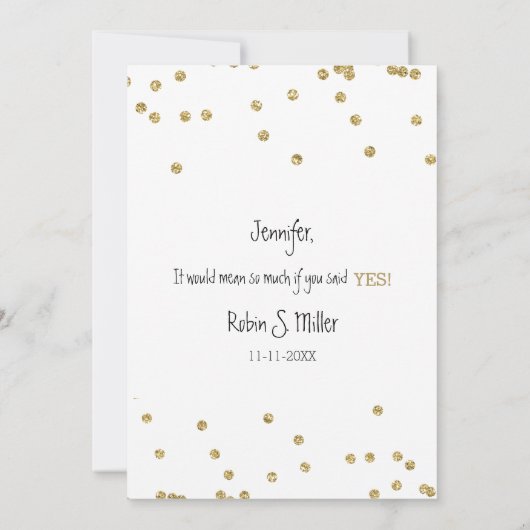 黒と金ゴールドエレガントは私の花嫁の付き添いになるの? 招待状 (裏面)