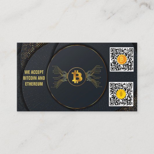 黒と金ゴールドエレガントはbitcoinとethを受け入れる 名刺 (正面)