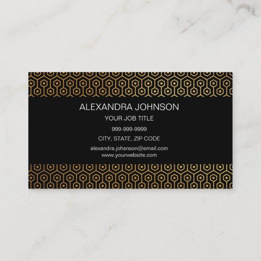 黒と金ゴールドエレガントアールデコの内部設計 名刺 (裏面)