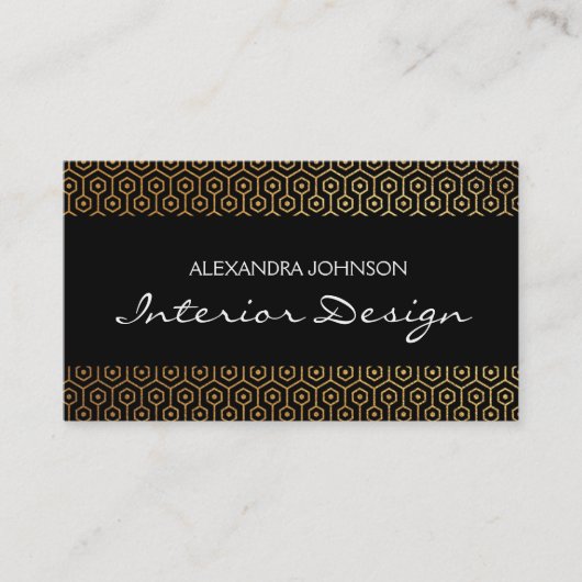 黒と金ゴールドエレガントアールデコの内部設計 名刺 (正面)