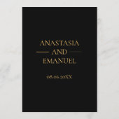 黒と金ゴールドエレガントシンプル結婚の メニュー (裏面)