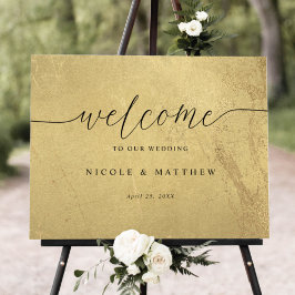 黒と金ゴールドエレガントスクリプ結婚トのウェルカムサイン ポスター