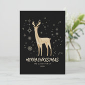黒と金ゴールドエレガントトナカイのメリークリスマス シーズンカード (スタンド正面)
