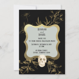 黒と金ゴールドエレガントハローウィンパーティ 招待状