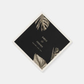 黒と金ゴールドエレガントモダンのボタ結婚ニカル スタンダードカクテルナプキン (角)
