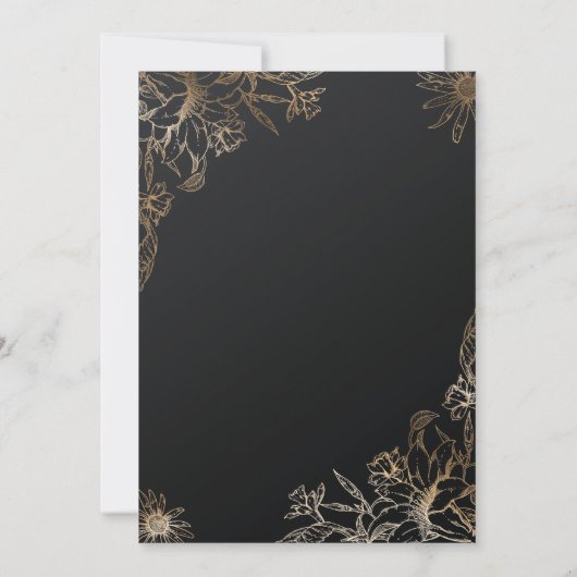 黒と金ゴールドエレガントモダン結婚の 招待状 (裏面)