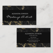 黒と金ゴールドエレガント大理石メイクアップアーティスト 名刺 (正面/裏面)