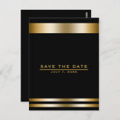 黒と金ゴールドエレガント婚約日付の保存 ポストカード (正面/裏面)