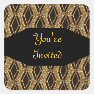 黒と金ゴールドエレガント封筒用シール スクエアシール