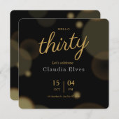 黒と金ゴールドエレガント30歳の誕生日招待状 招待状 (正面/裏面)