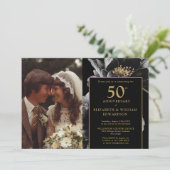 黒と金ゴールドエレガント50周年記念写真 招待状 (スタンド正面)