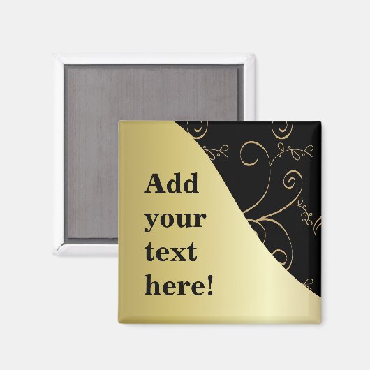 黒と金ゴールドカスタマイズIt マグネット (正面/裏面)