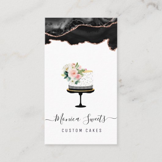 黒と金ゴールドカスタムのケーキの名刺 名刺 (正面)