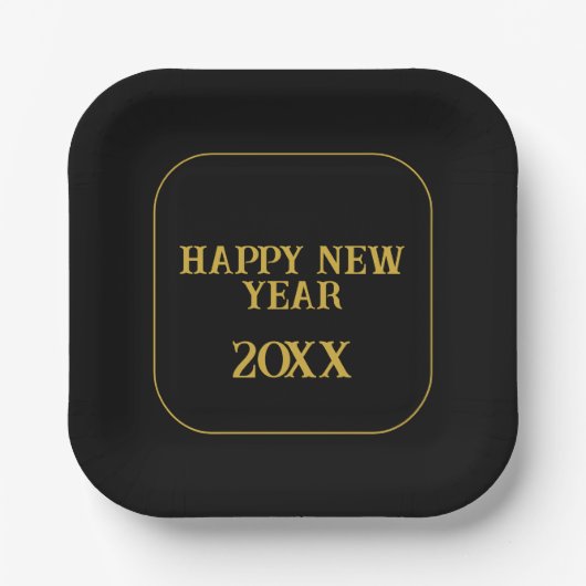 黒と金ゴールドカスタムミニマル ペーパープレート (正面)