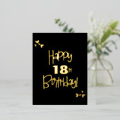 黒と金ゴールドカスタム年ハッピー18誕生日 箔シーズンポストカード (立ち正面)