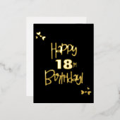 黒と金ゴールドカスタム年ハッピー18誕生日 箔シーズンポストカード (正面/裏面)