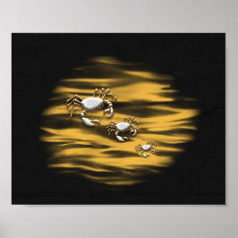 黒と金ゴールドカニ熱帯印刷可能芸術 ポスター