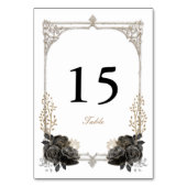 黒と金ゴールドキンセアニラの表番号カード テーブルナンバー (正面)