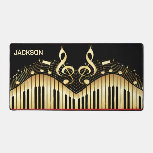 黒と金ゴールドキーボード デスクマット (正面)