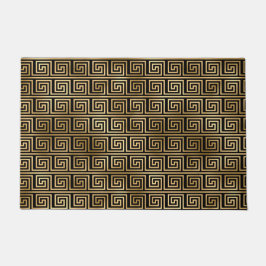 黒と金ゴールドギリシャ鍵パターン ドアマット