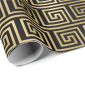 黒と金ゴールドギリシャ鍵パターン ラッピングペーパー (ロールコーナー)