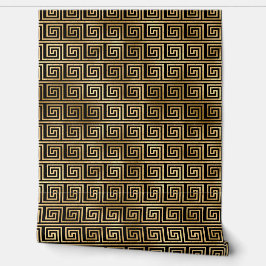 黒と金ゴールドギリシャ鍵パターン 壁紙