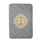 黒と金ゴールドギリシャ鍵モノグラム バスマット (正面縦)