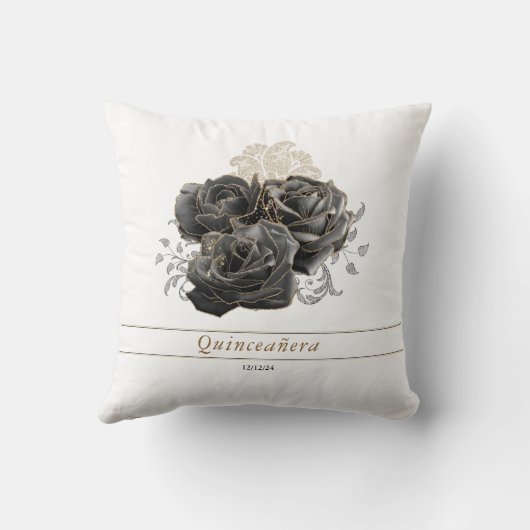 黒と金ゴールドクインスアニョス用キンセアニラ枕 クッション (裏面)