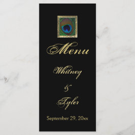 黒と金ゴールドクジャクの羽毛メニューカード メニュー