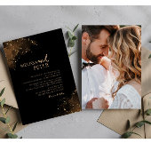 黒と金ゴールドクラシックの写真結婚式招待状 招待状