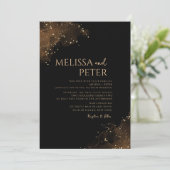 黒と金ゴールドクラシックの写真結婚式招待状 招待状 (スタンド正面)