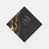 黒と金ゴールドクラシック結婚の スタンダードランチョンナプキン (角)