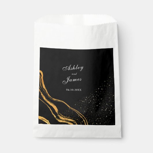 黒と金ゴールドクラシック結婚の フェイバーバッグ (正面)