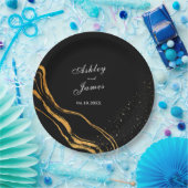 黒と金ゴールドクラシック結婚の ペーパープレート (パーティー)