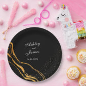 黒と金ゴールドクラシック結婚の ペーパープレート (パーティー)