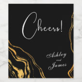 黒と金ゴールドクラシック結婚の ワインラベル (シングルラベル)