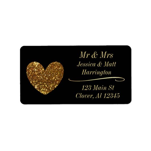 黒と金ゴールドクラス戻り郵送住所 シール (正面)