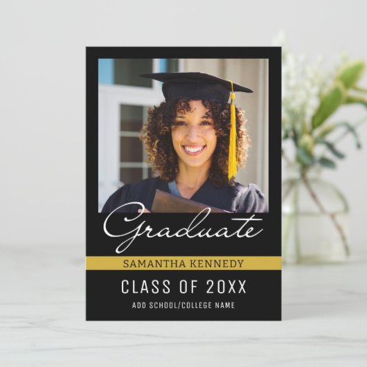 黒と金ゴールドクラス2025卒業写真 案内状 (スタンド正面)