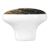 黒と金ゴールドクラックウォーター色抽象芸術 セラミックノブ (側面)