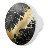 黒と金ゴールドクラックウォーター色抽象芸術 セラミックノブ (右)