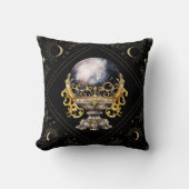 黒と金ゴールドクリスタルボール神秘的なハロウィーン クッション (正面)