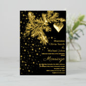 黒と金ゴールドクリスマスウィンターウェディング招待状 箔シーズンカード (立ち正面)