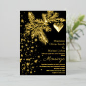 黒と金ゴールドクリスマスウィンターウェディング招待状 箔シーズンカード (立ち正面)