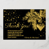 黒と金ゴールドクリスマスウィンターウェディング 箔シーズンカード (正面)