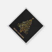 黒と金ゴールドクリスマスツリー スタンダードカクテルナプキン (角)