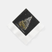 黒と金ゴールドクリスマスツリー 縁ありカクテルナプキン (角)