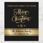 黒と金ゴールドクリスマスワインラベル ワインラベル (シングルラベル)