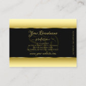 黒と金ゴールドグラデーションイニシャル黄金の楕円フレーム 名刺 (裏面)