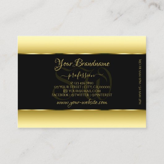 黒と金ゴールドグラデーションイニシャル黄金の楕円フレーム 名刺 (裏面)
