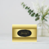 黒と金ゴールドグラデーションイニシャル黄金の楕円フレーム 名刺 (スタンド正面)